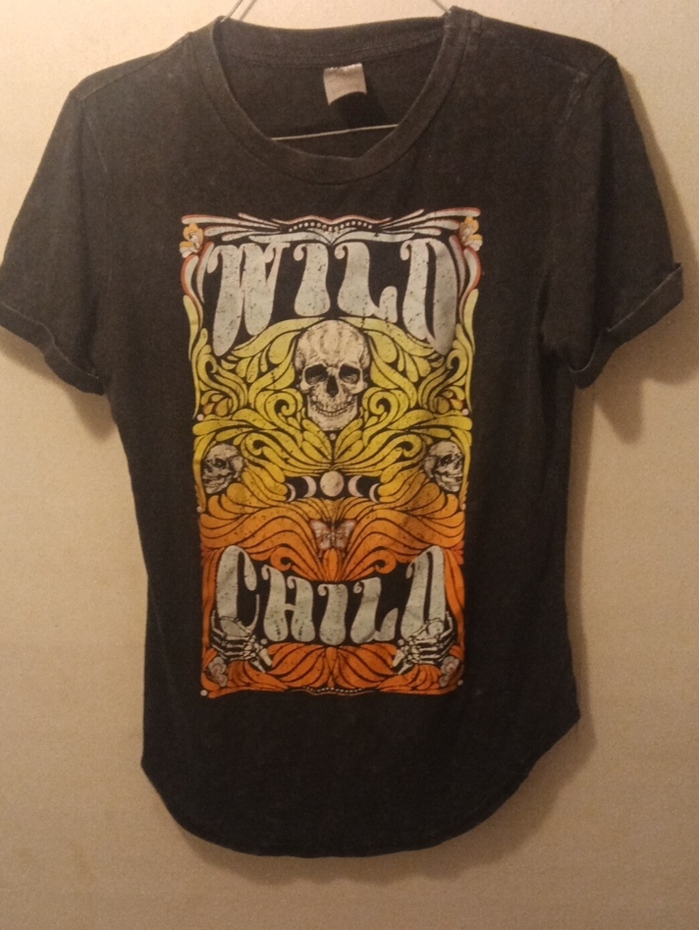 Wild Child Graphic Tee - Black with Yellow & Orange Print